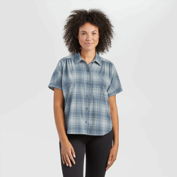 Outdoor Research Mujer Astroman S/s Sun Shirt Nimbus Plaid