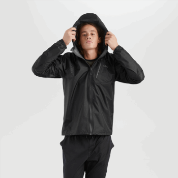 Chaqueta De Lluvia De Helio Para Hombre De Investigación Al Aire Libre Negra