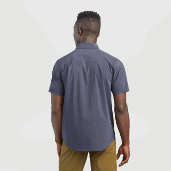 Camisa De Manga Corta De Estación De Paso Para Hombres De Investigación Al Aire Libre Azul Marino Jaspeado