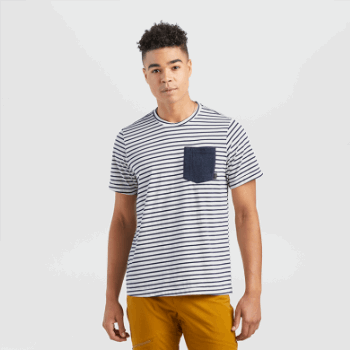 Camiseta De Investigación Al Aire Libre Terra S / S Para Hombre Con Raya Azul Marino