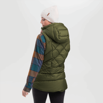 Chaleco De Plumón Con Capucha De Frente Frío Para Mujer De Investigación Al Aire Libre Loden