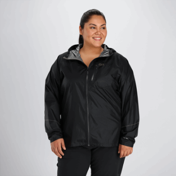 Chaqueta De Lluvia De Helio Para Mujer De Investigación Al Aire Libre, Talla Grande, Negra
