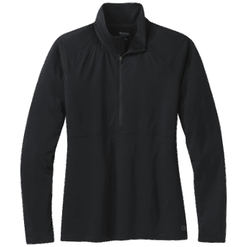 Outdoor Research Alpine Onset Mujer Merino Media Cremallera Negro