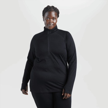 Outdoor Research Alpine Onset Mujer Merino Media Cremallera Negro