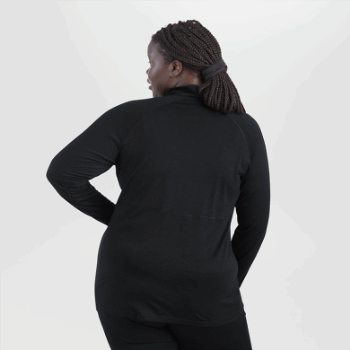 Outdoor Research Alpine Onset Mujer Merino Media Cremallera Negro