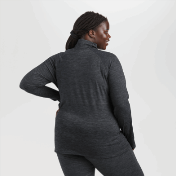 Outdoor Research Alpine Onset Mujer Merino Media Cremallera Carbón Jaspeado
