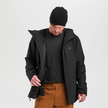 Chaqueta De Snowcrew Para Hombre De Investigación Al Aire Libre Negra