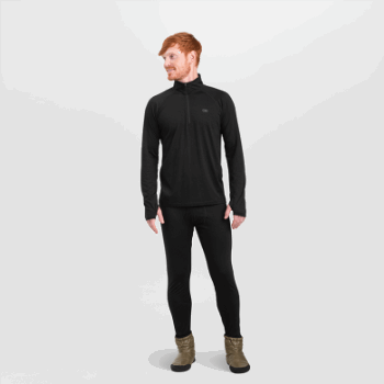 Outdoor Research Alpine Onset Merino De Hombre Con Cremallera De Un Cuarto, Negro