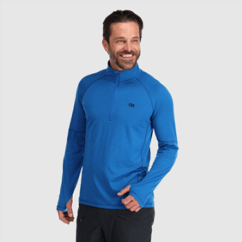 Outdoor Research Alpine Onset Merino De Hombre Con Un Cuarto De Cremallera Azul Clásico