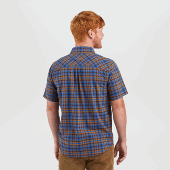 Investigación Al Aire Libre De Los Hombres Wanderer S / S Camisa A Cuadros Azul Clásico