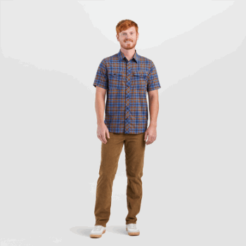 Investigación Al Aire Libre De Los Hombres Wanderer S / S Camisa A Cuadros Azul Clásico