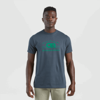 Camiseta De Investigación Al Aire Libre Para Hombres O Abogado S / S Azul Marino / Brote