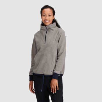 Outdoor Research Jersey Con Cremallera De Un Cuarto De Trail Mix Para Mujer, Ceniza