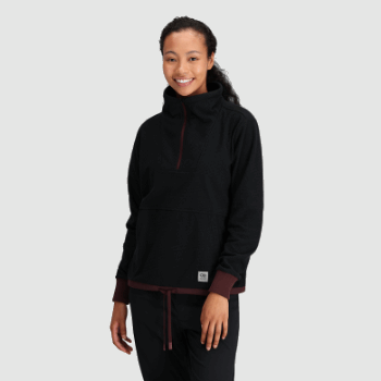 Outdoor Research Jersey Con Cremallera De Un Cuarto De Mezcla De Senderos Para Mujer Negro/alce
