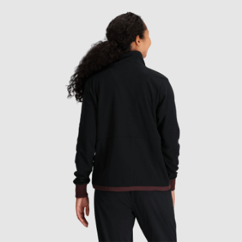Outdoor Research Jersey Con Cremallera De Un Cuarto De Mezcla De Senderos Para Mujer Negro/alce