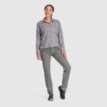 Camisa De Franela De Retroalimentación Para Mujer De Investigación Al Aire Libre A Cuadros Ceniza Claro