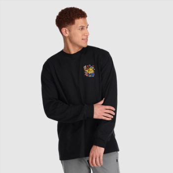 Camiseta De Manga Larga Con Gráfico De La Serie De Artistas De Investigación Al Aire Libre Negra