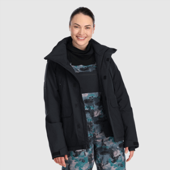 Chaqueta De Snowcrew Para Mujer De Investigación Al Aire Libre-plus Negro