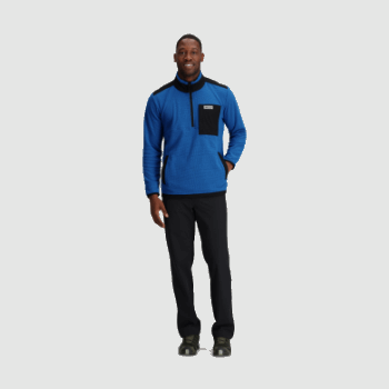 Outdoor Research Jersey De Mezcla De Senderos Para Hombre Con Un Cuarto De Cremallera Azul Clásico
