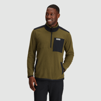 Outdoor Research Jersey Con Cremallera De Un Cuarto De Mezcla De Senderos Para Hombre Loden