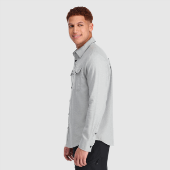 Camisa De Franela De Comentarios Para Hombres De Investigación Al Aire Libre Peltre Claro Claro