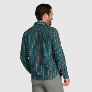 Camisa De Franela De Retroalimentación Para Hombres De Investigación Al Aire Libre A Cuadros De Línea De árboles Claros