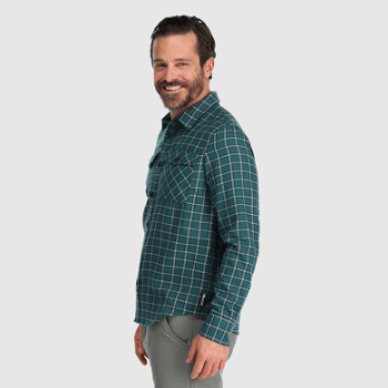 Camisa De Franela De Retroalimentación Para Hombres De Investigación Al Aire Libre A Cuadros De Línea De árboles Claros