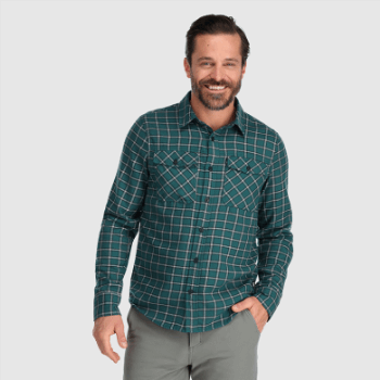 Camisa De Franela De Retroalimentación Para Hombres De Investigación Al Aire Libre A Cuadros De Línea De árboles Claros
