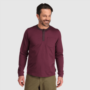 Outdoor Research Barítono Para Hombre Manga Larga Henley Kalamata Heather