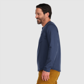 Outdoor Research Barítono Para Hombre Manga Larga Henley Azul Marino